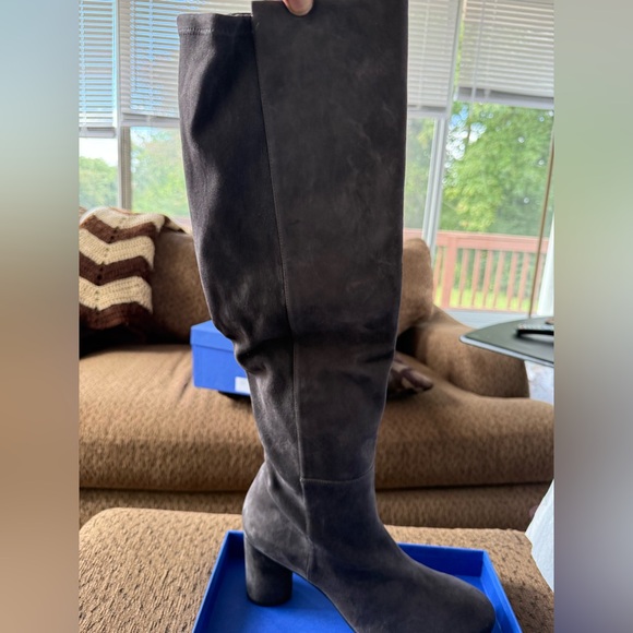 BRAND NEW STUART WEITZMAN BOOTS Eloise 75 Asphalt Suede - Picture 1 of 5
